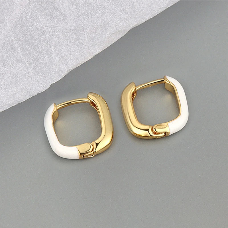 Colorful Geometric Hoop Earrings for Women