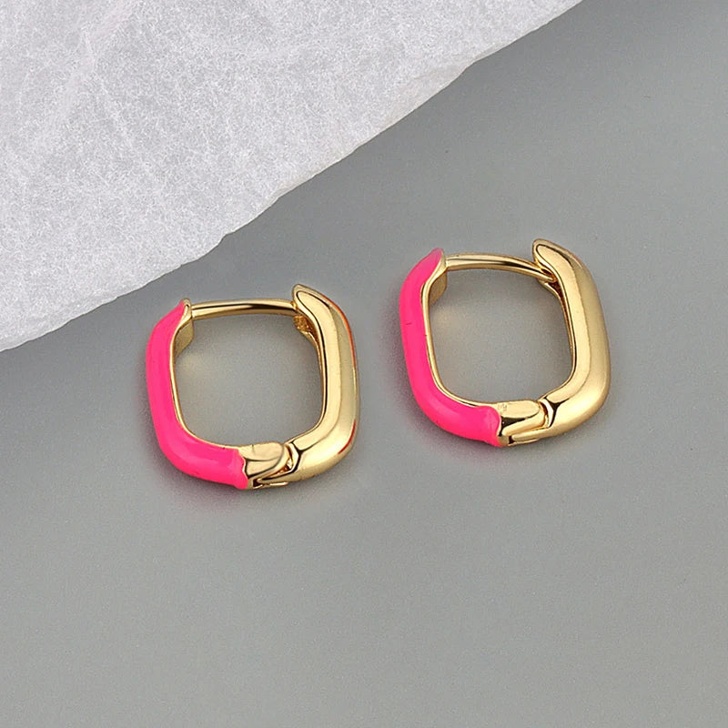 Colorful Geometric Hoop Earrings for Women