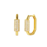 Silver Geometric Zircon Hoop Earrings