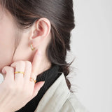 Silver Geometric Zircon Hoop Earrings