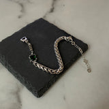 Vintage Green Square Zircon Thai Silver Bracelet