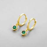 Silver Green Zircon Hoop Earring for Women Small Hoop Earrings
