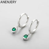 Silver Green Zircon Hoop Earring for Women Small Hoop Earrings