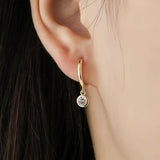 Silver Green Zircon Hoop Earring for Women Small Hoop Earrings