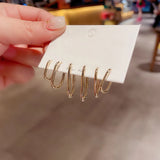 6-Piece Silver Hoop Earrings Set for Women, Oval Shaped, Party