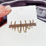 6-Piece Silver Hoop Earrings Set for Women, Oval Shaped, Party