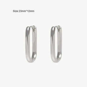 Silver U-Shaped Hoop Earrings for Women