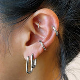Silver U-Shaped Hoop Earrings for Women