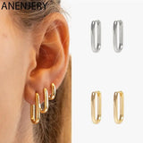 Silver U-Shaped Hoop Earrings for Women