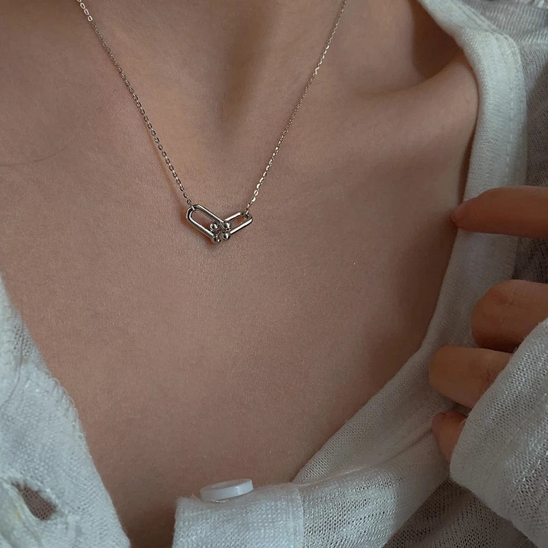Minimalist Silver Horseshoe Lock Necklace for Women