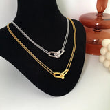 Minimalist Silver Horseshoe Lock Necklace for Women