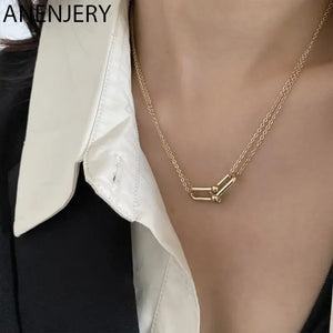 Minimalist Silver Horseshoe Lock Necklace for Women