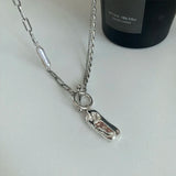 Silver Baroque Pearl Necklace Geometric OT Clasp Women Party Jewelry