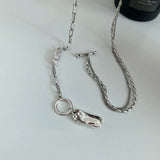 Silver Baroque Pearl Necklace Geometric OT Clasp Women Party Jewelry