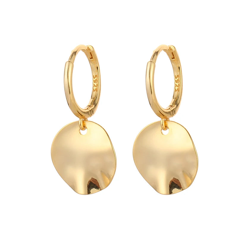 Silver Coin Hoop Earrings for Women Party Weddings