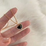 Silver Large Love Heart Necklace for Women Classic Dainty Clavicle Chain