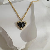 Silver Large Love Heart Necklace for Women Classic Dainty Clavicle Chain