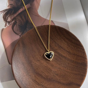Silver Large Love Heart Necklace for Women Classic Dainty Clavicle Chain