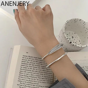 Silver Leaf Bangle Bracelet Open Cuff Thai Silver Bangle