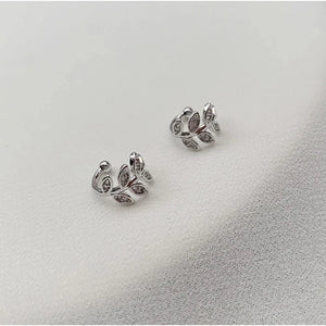 Silver Leaf Earcuff Clips On Earrings for Women