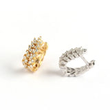 Silver Leaf Hoop Earrings CZ Jewelry S-E1377