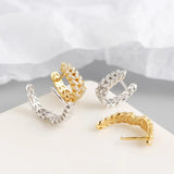 Silver Leaf Hoop Earrings CZ Jewelry S-E1377