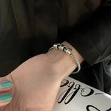 Silver Letter Circle Bracelet Bangle for Women Men