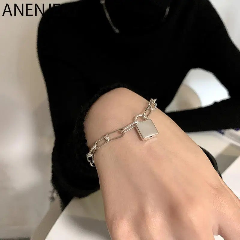 Thai Silver Lock Bracelet Women Men Chain Jewelry