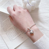 Silver Love Heart Charm Bracelet Retro Bracelet For Women Jewelry