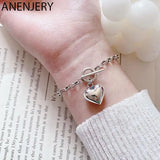 Silver Love Heart Charm Bracelet Retro Bracelet For Women Jewelry
