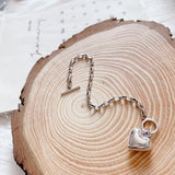 Silver Love Heart Charm Bracelet Retro Bracelet For Women Jewelry