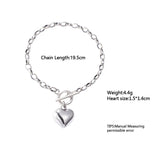 Silver Love Heart Charm Bracelet Retro Bracelet For Women Jewelry