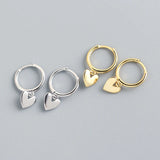 Silver Love Heart Hoop Earrings French Silver Jewelry