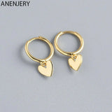 Silver Love Heart Hoop Earrings French Silver Jewelry