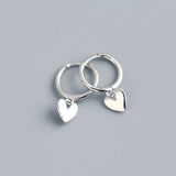 Silver Love Heart Hoop Earrings French Silver Jewelry