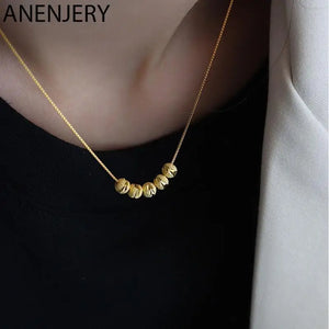 Silver Love Heart Round Beads Pendant Necklace For Women