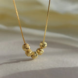 Silver Love Heart Round Beads Pendant Necklace For Women