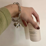 Silver Love Heart Star Bracelet for Women