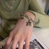 Silver Love Heart Star Bracelet for Women