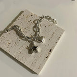 Silver Love Heart Star Bracelet for Women
