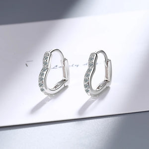 Sparkling Zircon Lovely Heart Hoop Earrings For Women