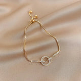 Silver CZ Circle Snake Chain Bracelet Women Party Jewelry