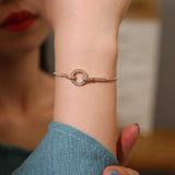 Silver CZ Circle Snake Chain Bracelet Women Party Jewelry
