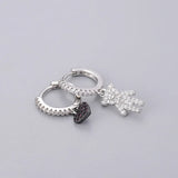 Silver Micro Zircon Bear Heart Hoop Earrings Female