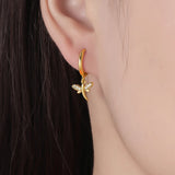 Silver Micro Zircon Dragonfly Pendant Hoop Earrings For Women