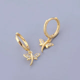 Silver Micro Zircon Dragonfly Pendant Hoop Earrings For Women