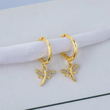 Silver Micro Zircon Dragonfly Pendant Hoop Earrings For Women