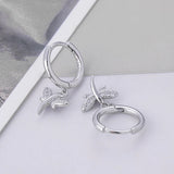 Silver Micro Zircon Dragonfly Pendant Hoop Earrings For Women