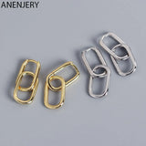 Silver Oval Hoop Earrings Geometric Love Earrings Gift