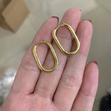 Retro Geometric Oval Hoop Earrings for Women